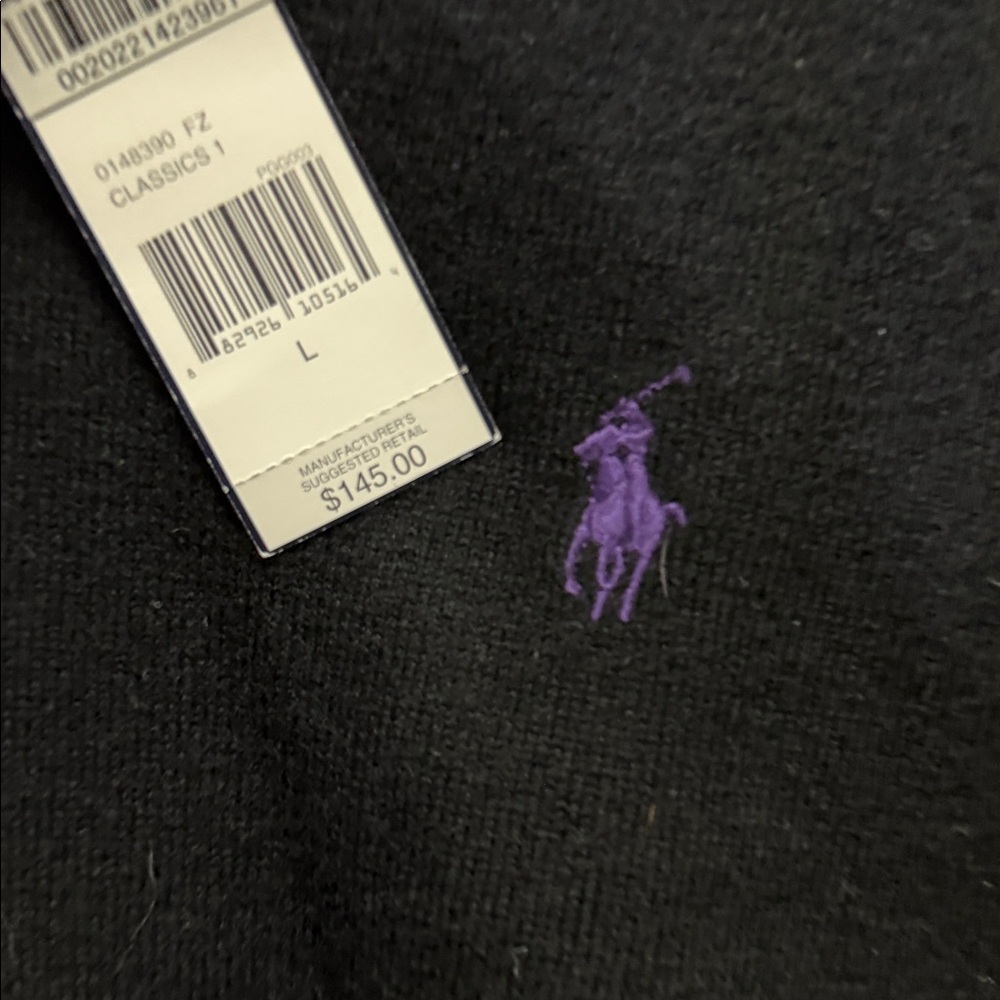 Polo Ralph Lauren v neck sweater men’s size large 100% merino wool purple pony - Picture 3 of 3